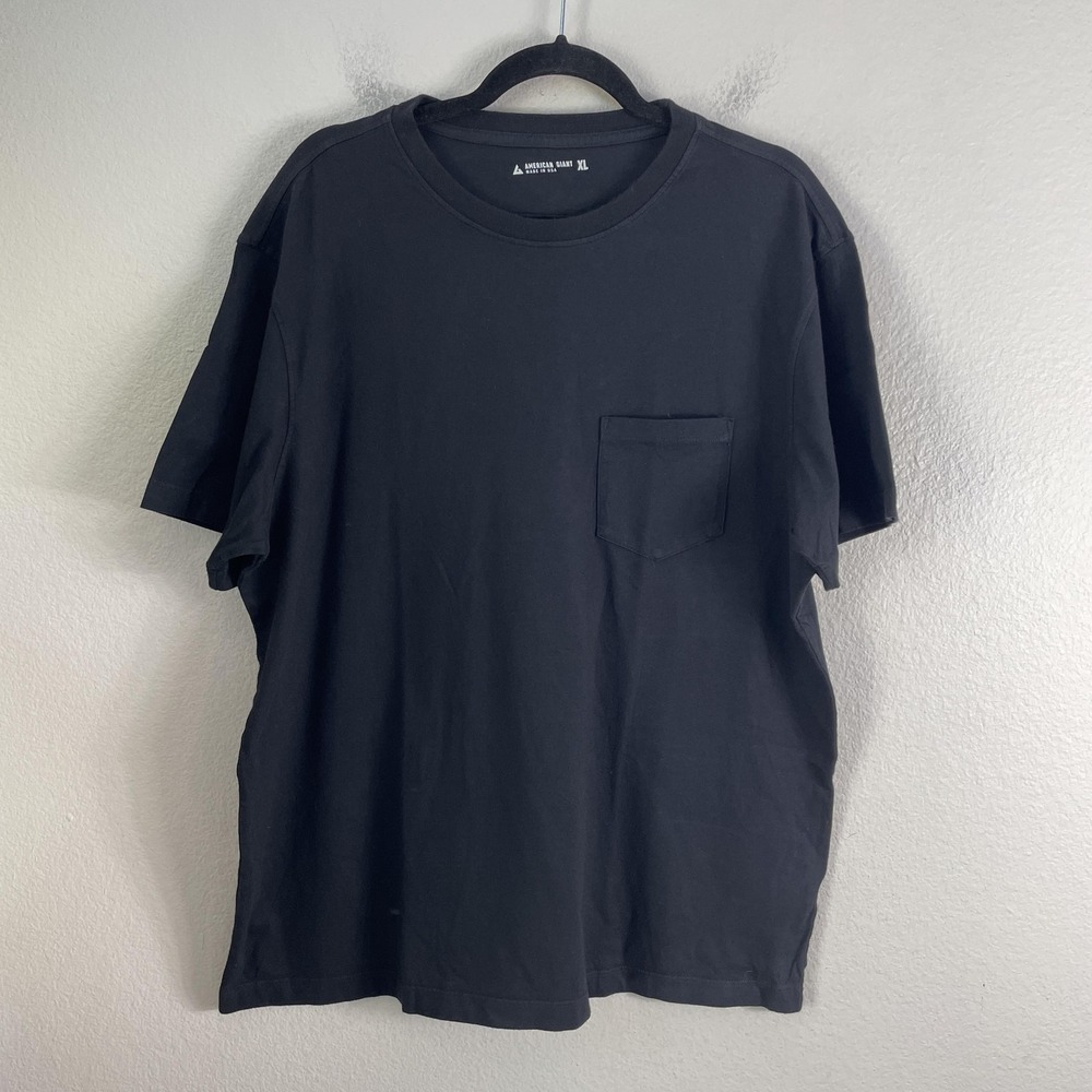 NWOT American Giant Mens XL Black Crewneck T Shirt Pocket Tee Short Sleeve
